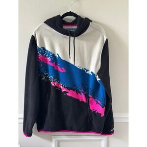 Chubbies Mens XL Fleece Hoodie 90s Abstractprice Blue Pink Black White Pullover